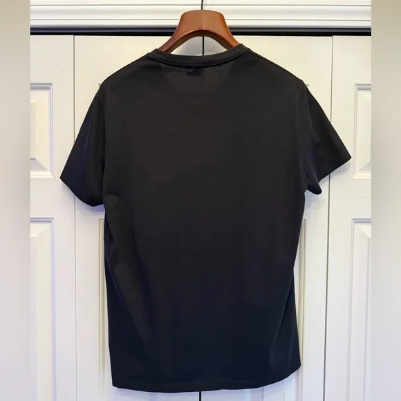 Burberry Men’s Black V-Neck Tee with Red Emblem - Picture 2 of 4